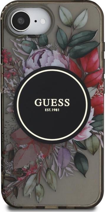 Produktbild Guess Case IML Flowers MagSafe for iPhone 16e black (Apple iPhone 16e)