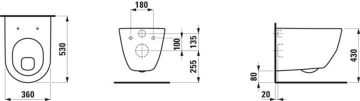 Actual product image Laufen Wall-hung WC PRO Flat flush valve 6 l projection 530mm pergamon