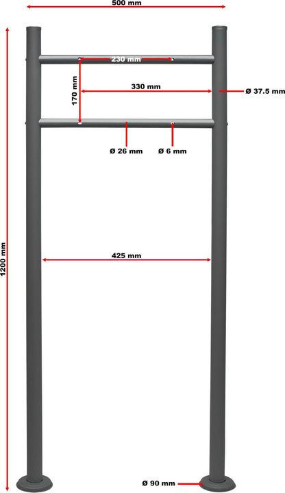 Produktbild Wiltec Briefkasten Ständer Anthrazit 120x50cm Postkasten Standbriefkasten Stahl