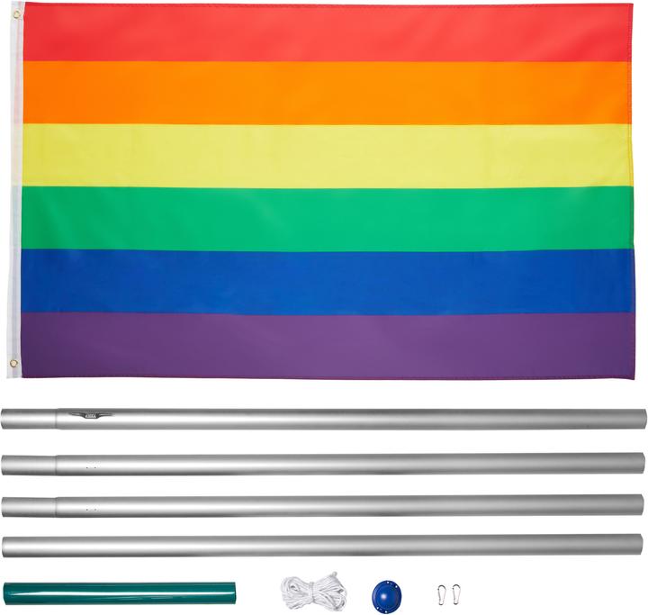 Actual product image tectake Flagpole aluminium