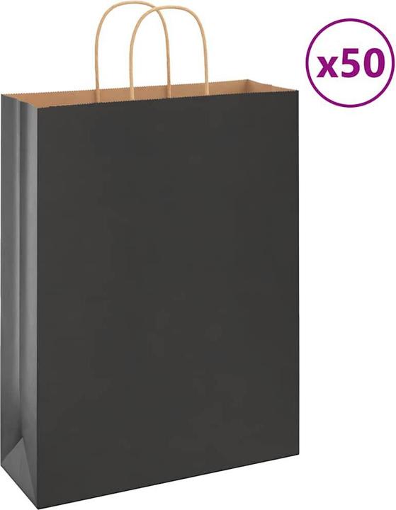 Actual product image VidaXL Kraft paper bags 50 pcs. with handle black 32x12x42 cm paper bag (Gift bag, 50 x)