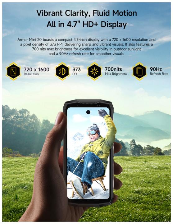 Actual product image Ulefone ARMOR MINI 20 6/256GB BLACK (256 GB, Black, 4.70", 50 Mpx)