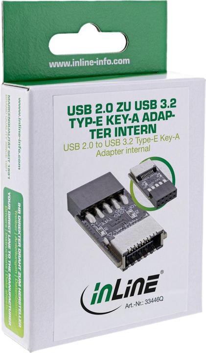 Immagine prodotto InLine Adattatore USB 2.0 - USB 3.2 Tipo-E Key-A interno (USB, 1.70 cm)