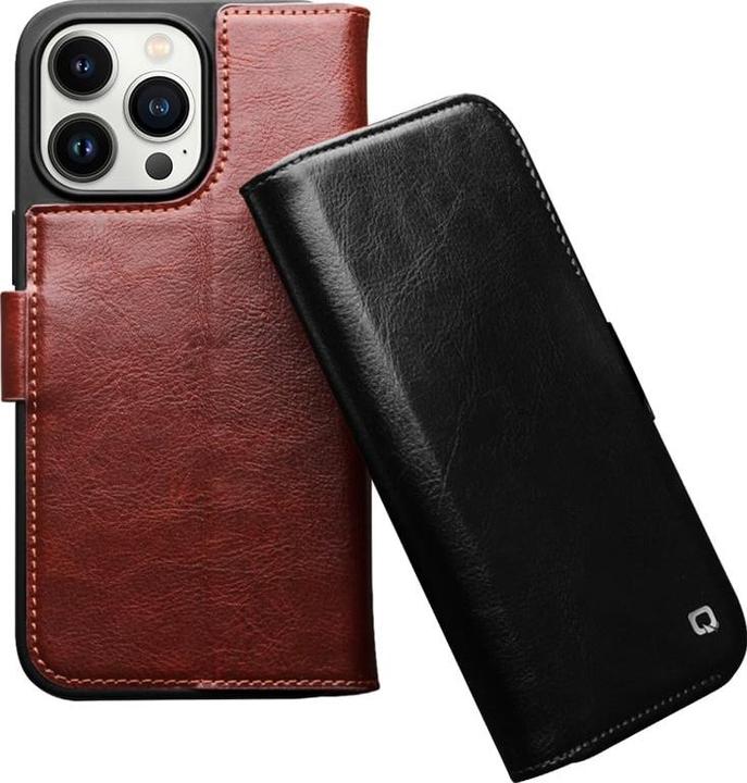 Produktbild QiAlino Hülle Flip mit magnetischem Verschluss Dunkelbraun (Apple iPhone 14 Pro)