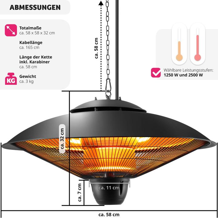 tectake Solaris Infrared Heater Orbit 2500W, Aluminum Casing (2500 W)