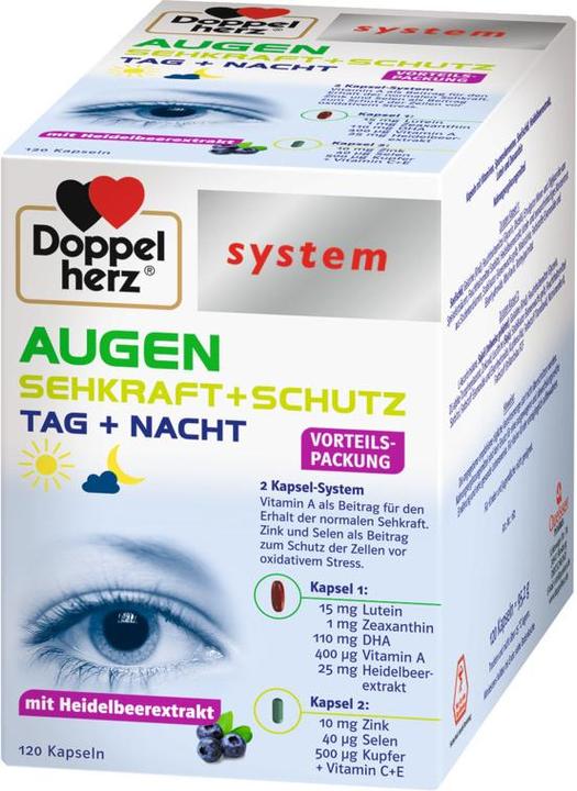 Valori nutrizionali e ingredienti Doppelherz sistema EYES SEE STRENGTH + PROTECTION, 120 capsule (120 Pezzo/i, Pillole, 120 g)