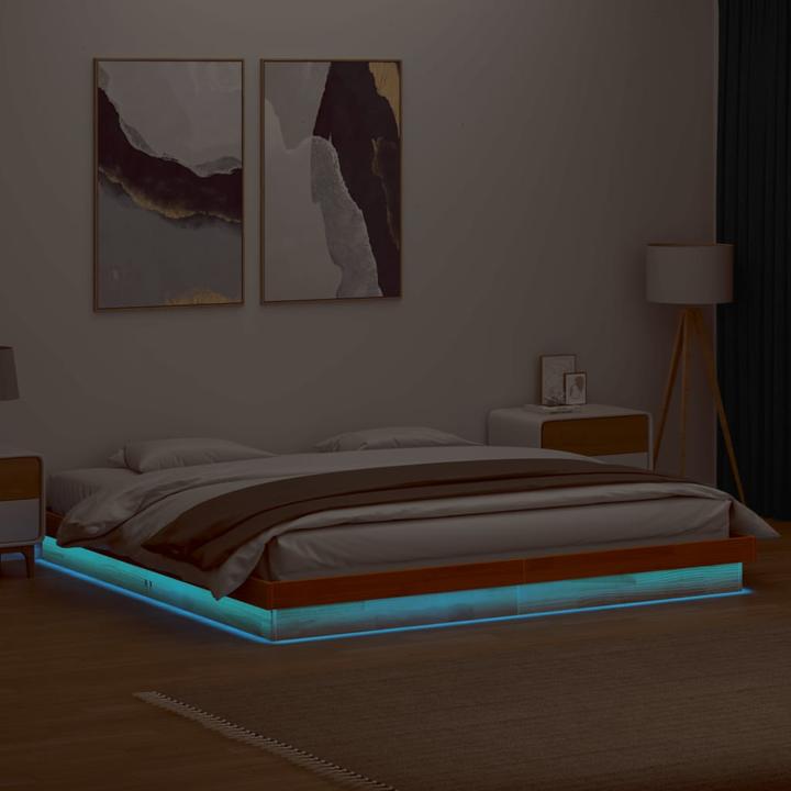 Image du produit VidaXL Bett mit LED-Beleuchtung Kiefer (200 x 200 cm)