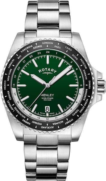 Produktbild Rotary GB05370/78 Henley World Timer Herrenuhr 41mm 10ATM (Analoguhr, 41 mm)