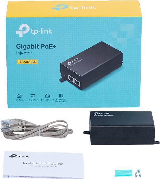 Immagine prodotto TP-Link Adattatore iniettore PoE+ TL-POE160S Porte LAN Ethernet (RJ-45) 1x10 (802,3at (PoE+), 802.3af (PoE), 30 W)