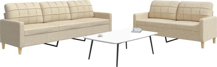 Produktbild VidaXL Sofa Garnitur Lounge Sitzgruppe Polstersofa Sessel 2-tlg. Creme Stoff (3-Sitzer, 2-Sitzer)