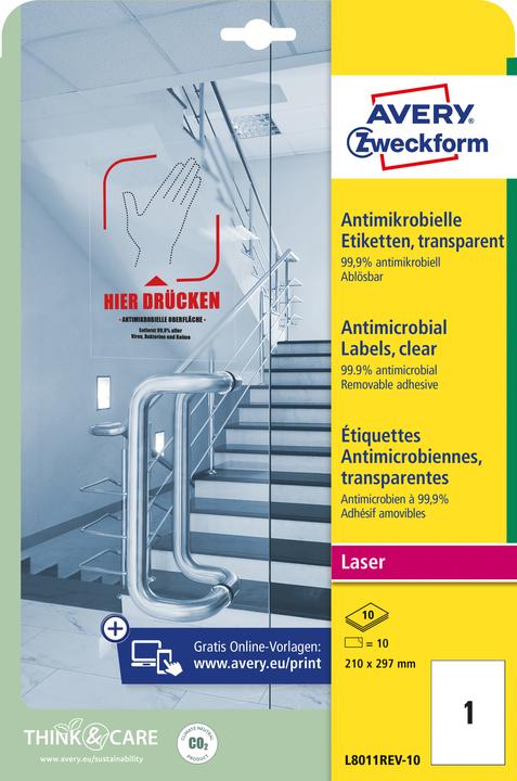 Produktbild Avery Antimikrobielle Etiketten, ablösbar, transparent