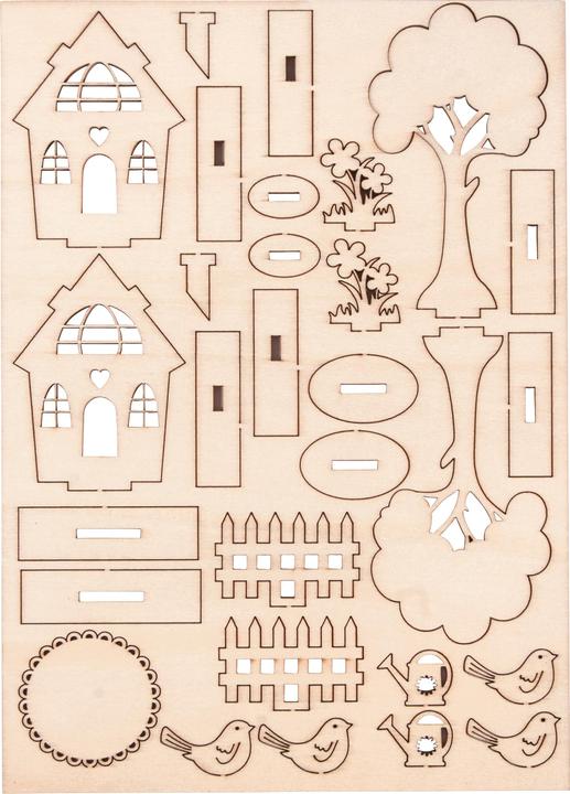 Actual product image Rayher Wooden construction kit "Garden sheds", 29 pcs.