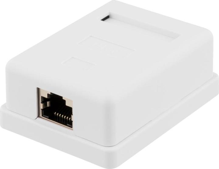 Image du produit Deltaco Prise réseau blindée Surface FTP 1xRJ45 Cat6 blanc