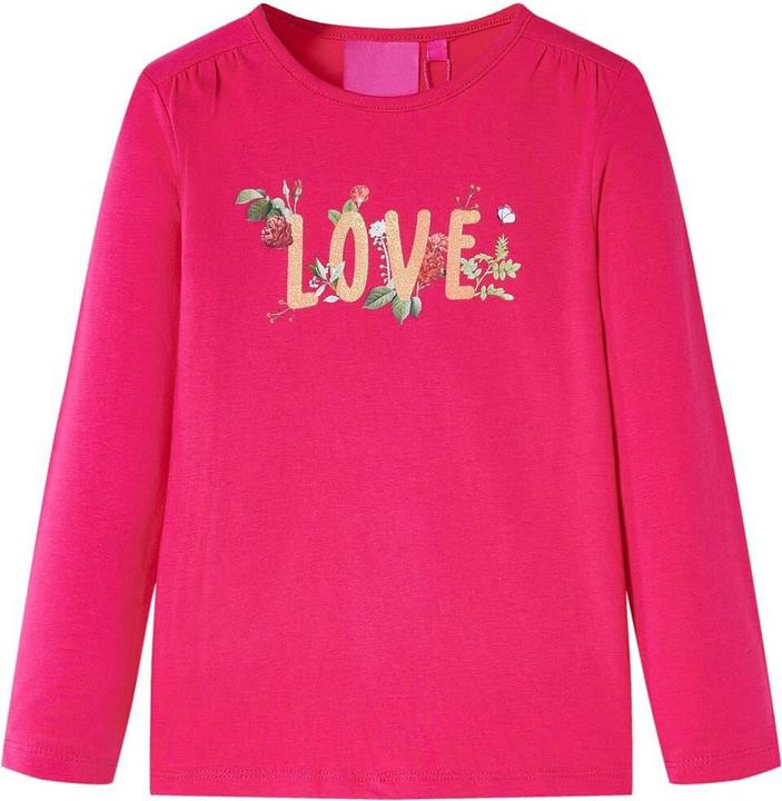 VidaXL Kinder-Langarmshirt Knallrosa 128,Material: 95 % Baumwolle (128)
