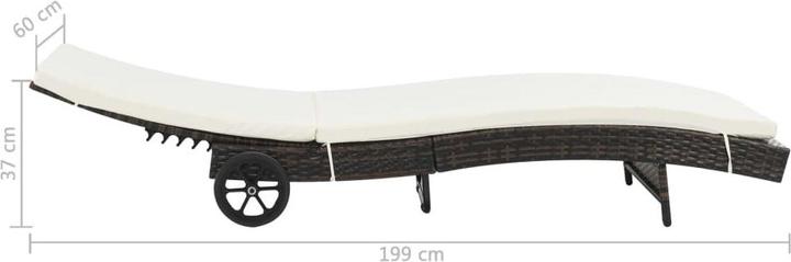 Actual product image VidaXL Sonnenliegen 2 Stk. mit Rollen und Auflagen Poly Rattan (60 cm)