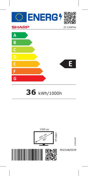 Energy Label Sharp 40FH2EA (40", LED, Full HD, 2023)