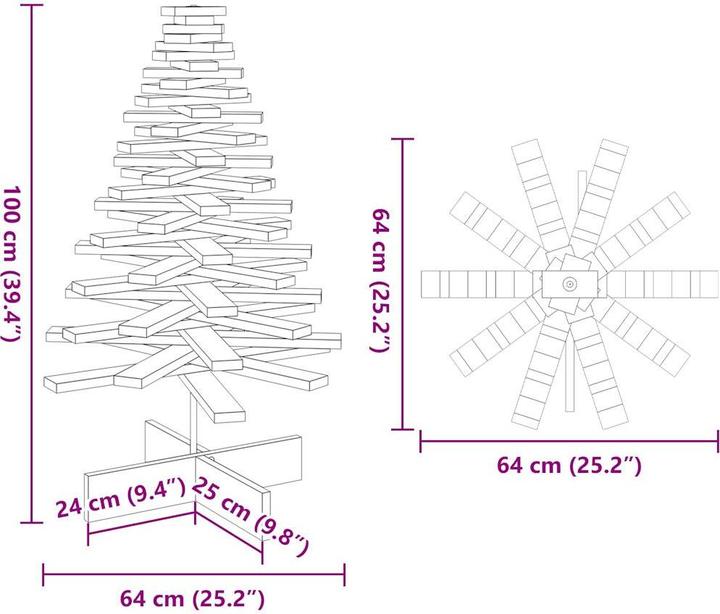 Actual product image VidaXL Christmas tree wood Christmas tree decoration wooden tree white 100cm solid pine wood