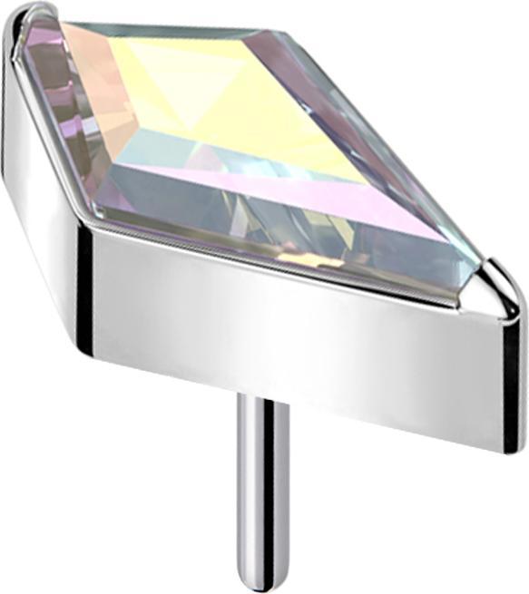 Star Piercing Threadless Diamant silber mit Kristall multicolor (ohne Messing, Titan G23)