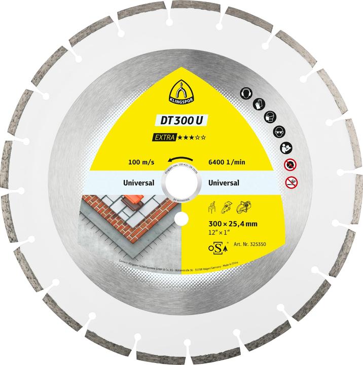 Image du produit Klingspor DT 300 U Extra - Disques à tronçonner diamantés 300 x 30 mm