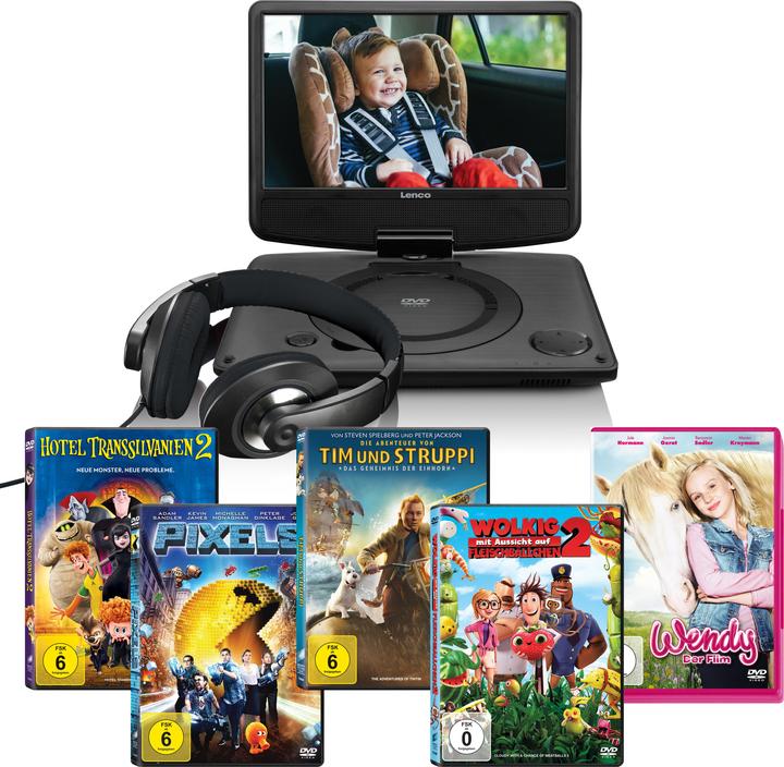 Lenco DVP-935 - Portable DVD-speler met batterij - 9 inch - Zwart (Portable DVD player)