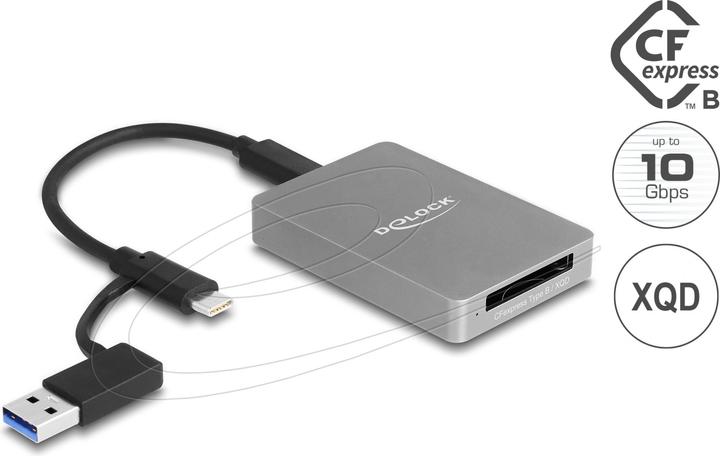 Image du produit Delock Lecteur de cartes USB Type-C dans un boîtier en aluminium pour CFexp
