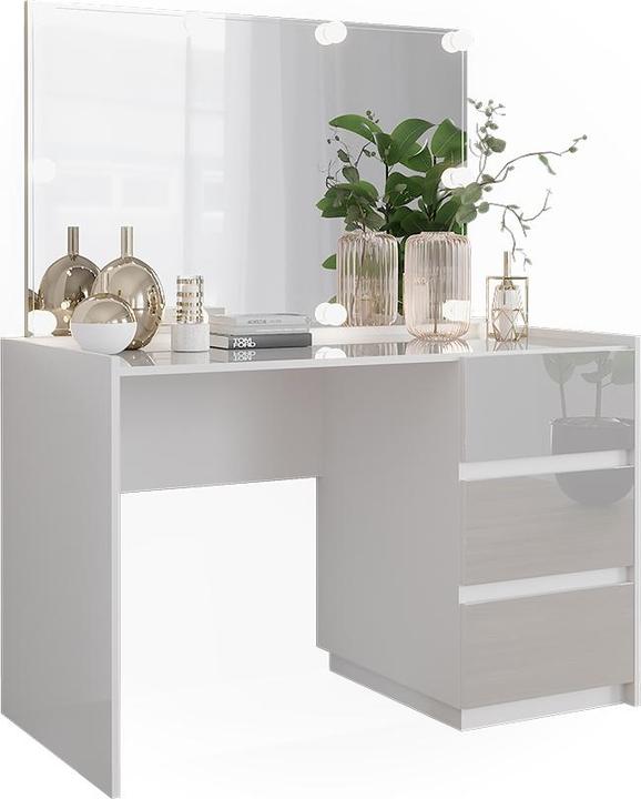 Immagine prodotto Vicco Tavolino da toilette Marla, bianco lucido, 120 cm con specchio, luci a LED (120 x 60 x 79 cm)