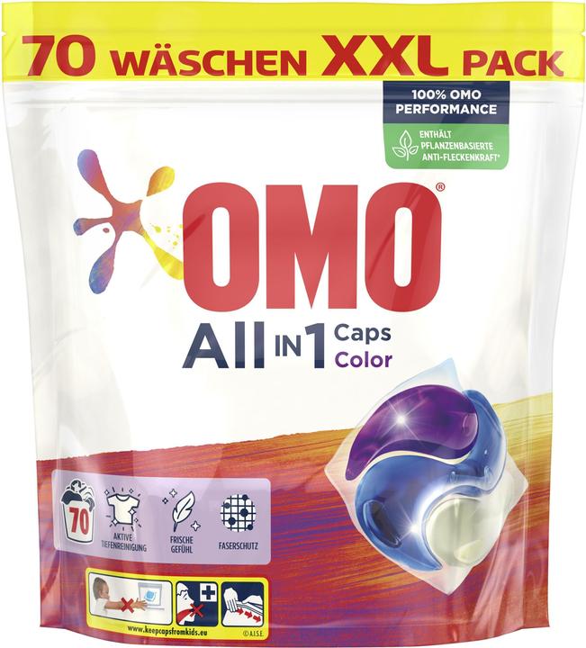 OMO Capsules détergentes Allin1 Caps Color & Care 70 pcs. (70 Cycles de lavage, Capsules)