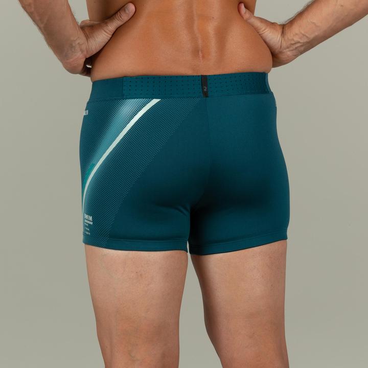 Actual product image Nabaiji Men's boxer swim trunks - 500 Fiti Lini green (XL)