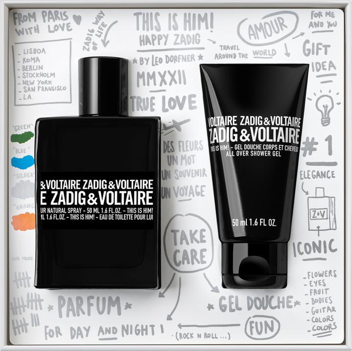 Produktbild Zadig & Voltaire This is Him! Christmas 2023 Eau de Toilette 50 / Shower Gel (Eau de Toilette, 173.40 ml)