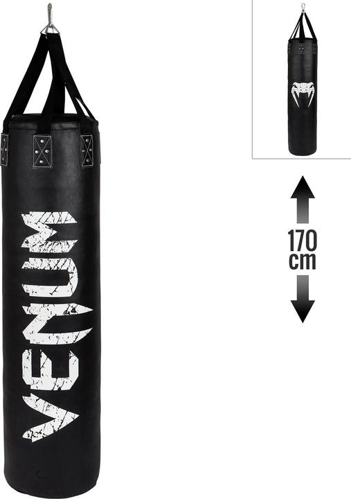 Image du produit Venum Challenger Heavy bag + Ceiling Hook - Black/White - Filled - 170cm (170 cm, 50 kg)
