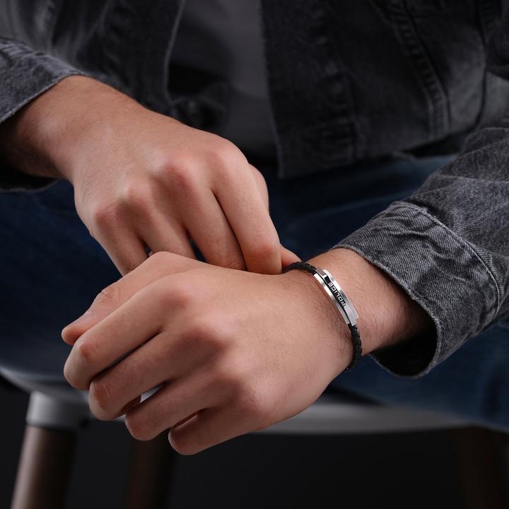 Immagine prodotto Police Bracciale Gripcord (21 cm, Cuoio, Acciaio inossidabile)