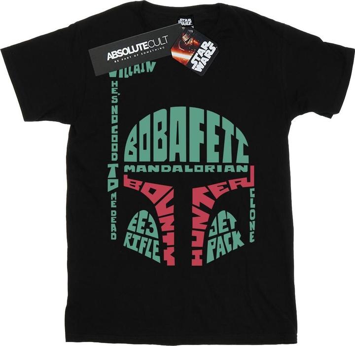 Star Wars Boba Fett Text Head TShirt Jungen