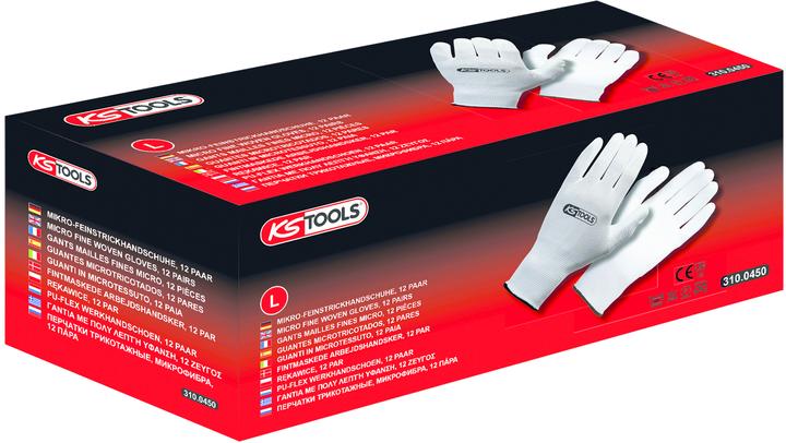 Produktbild KS Tools Mikro-Feinstrickhandschuhe-weiss, 9, 12 Paar (9)