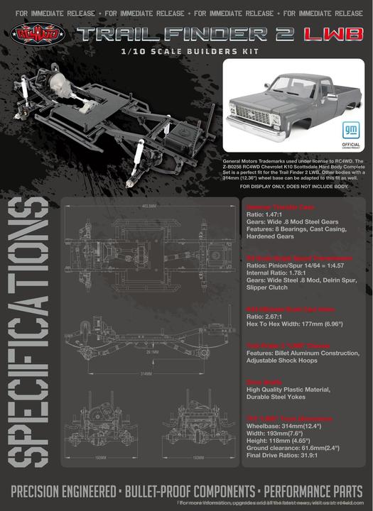 Image du produit Rc4Wd Scale Crawler Trail Finder 2 LWB Châssis en kit, 1:10 (Kit)