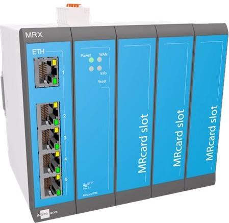 Image du produit Insys icom MRX5 LAN, routeur LAN-LAN modulaire, VPN 5xEthernet 10/100BT 2xdig.Ein MRcard-Slots:3xlibre