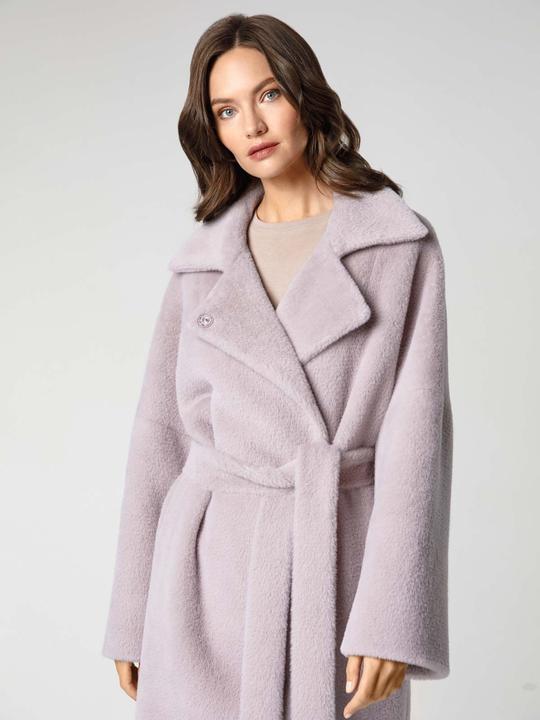 Actual product image Furnari Smooth eco-fur coat with turn-down collar in orchid-ice shade (42,44,46,50) (42, 44, 46)