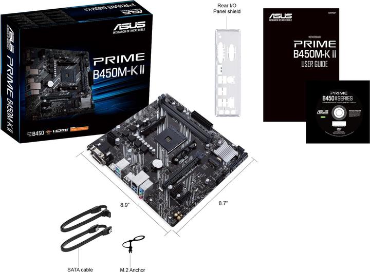 Actual product image ASUS PRIME B450M-K II (AM4, AMD B450, mATX)