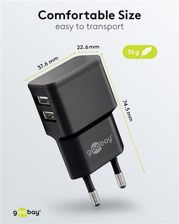 Actual product image Goobay Dual USB A charger (12 W)