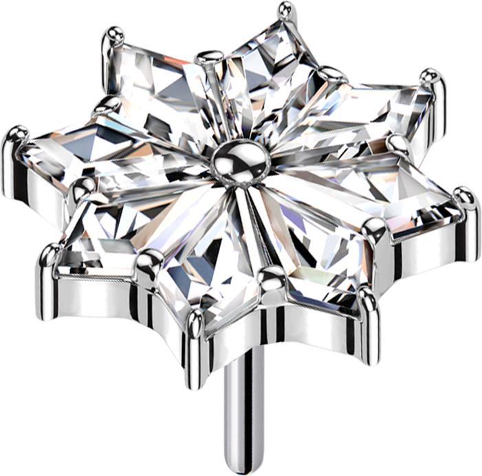 Image du produit Star Piercing Threadless fleur argenté cristaux de diamant argenté (sans laiton, Titane G23)