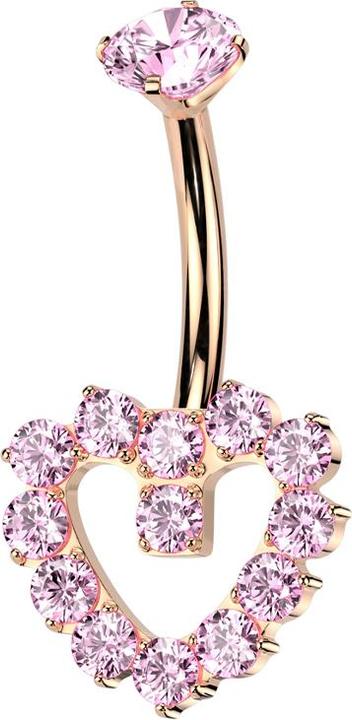 Immagine prodotto Star Piercing Banane Innengewinde rosegold Kristall pink gefasst und Herz Kristalle pink (senza ottone, Titanio G23)
