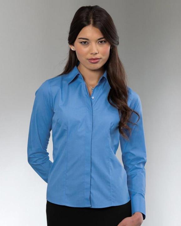 Produktbild Russell Collection Popelin Bluse Hemd Langarm pflegeleicht tailliert (XL)
