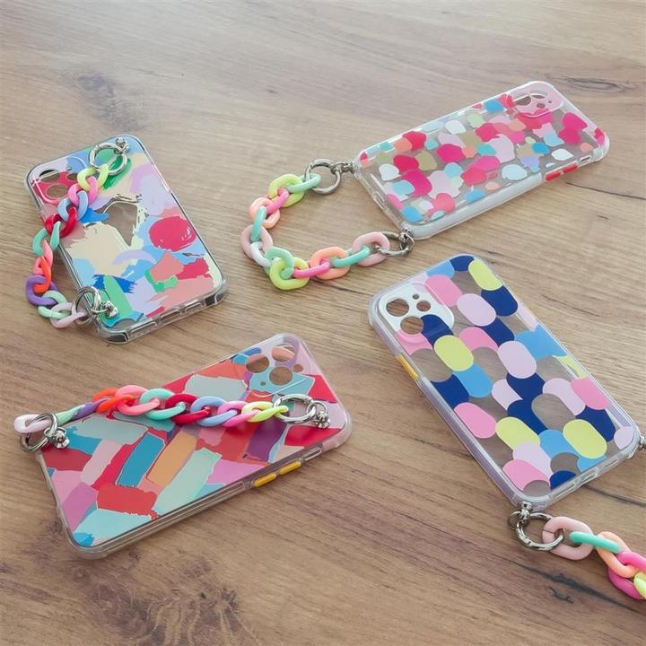 Actual product image Hurtel Color Chain Case gel flexible elastic case cover with a chain pendant for iPhone 13 mini multicolour