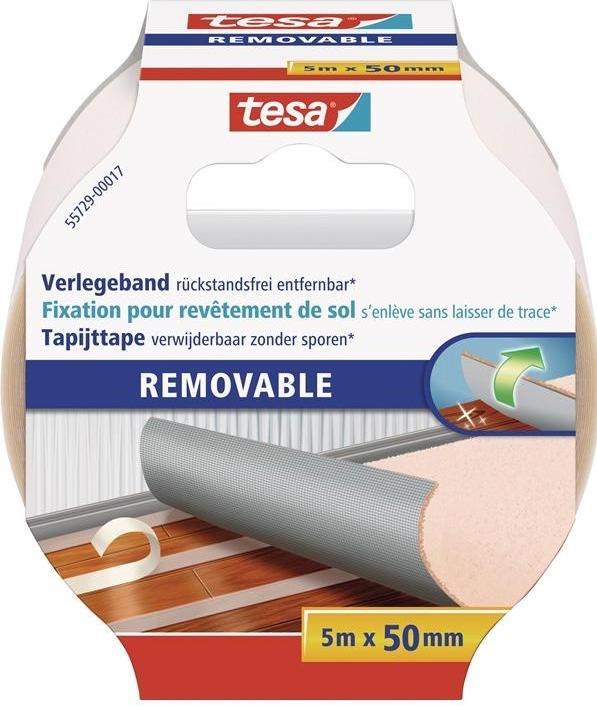 tesa Verlegeband REMOVABLE, doppelseitiges Klebeband, rückstandsfrei entfernbar (50 mm)