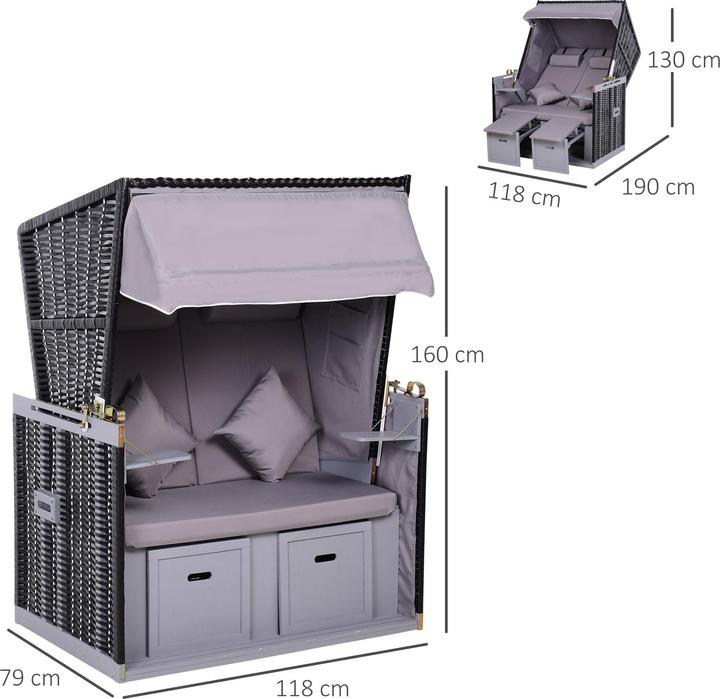 Actual product image Outsunny Beach chair with roof and cup holder
