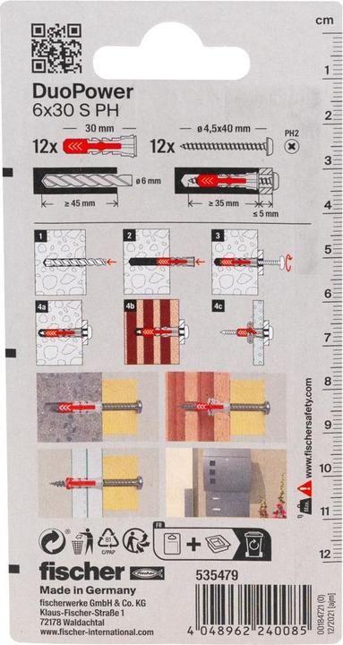 Produktbild Fischer SB Nylondübel Duopower mit Schraube (12 Stk.)