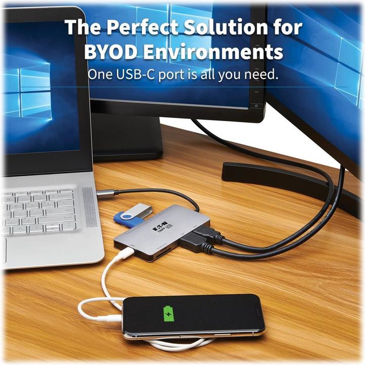 Produktbild Eaton USB-C Dock Dual Display - 4K 60Hz HDMI USB 3.2 Gen 1 USB-A Hub Memory Card 100W PD C (USB-C, 2 Ports)