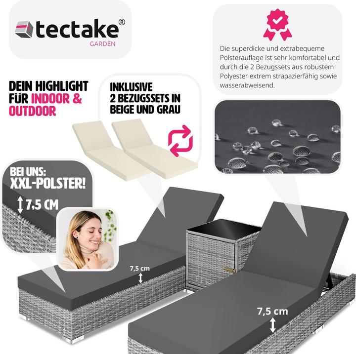 Produktbild tectake Sonnenliegen (184 cm)