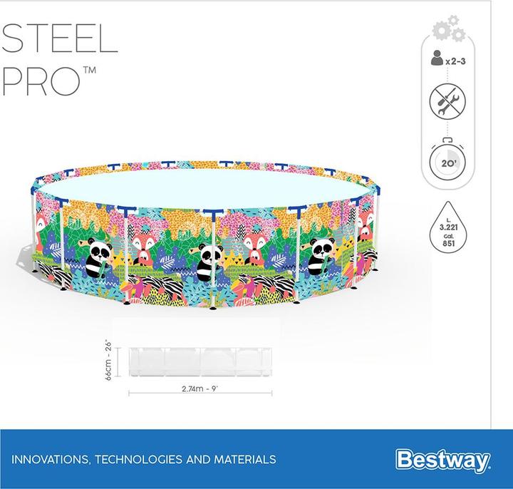 Immagine prodotto Bestway Piscina Pro in acciaio 274x66cm (Ø 274 x 66 cm)