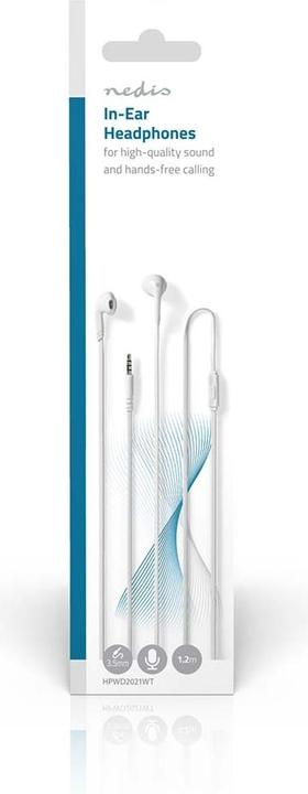Actual product image Nedis Headphones with cable | 3.5 mm | Cable length: 1.20 m | Built-in microphone | White (Cable)