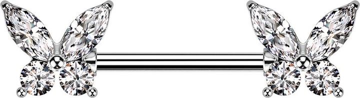 Produktbild Star Piercing Barbell silber Schmetterling Kristallflügel silber (Chirurgenstahl 316L, Messing)